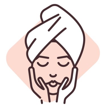 Güzellik hizmetleri, illüstrasyon veya simge, beyaz arkaplan üzerindeki vektör.