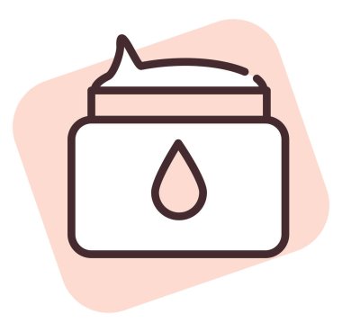 Güzellik kremi, illüstrasyon veya simge, beyaz arkaplanda vektör.