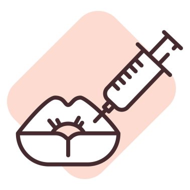 Güzellik dudak doldurucu, illüstrasyon veya simge, beyaz arkaplan üzerindeki vektör.