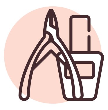 Güzellik tırnağı, illüstrasyon veya simge, beyaz arkaplan üzerindeki vektör.