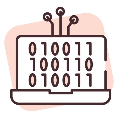 Blockchain binar, illüstrasyon veya simge, beyaz arkaplan üzerindeki vektör.