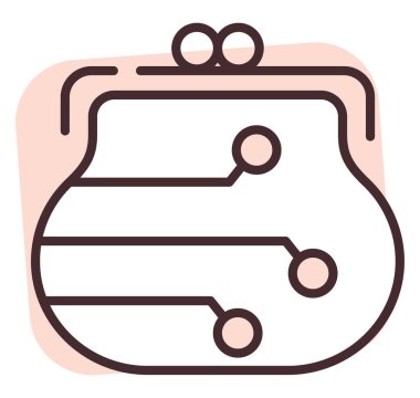 Bloke zinciri e-cüzdan, illüstrasyon veya simge, beyaz arkaplan üzerindeki vektör.