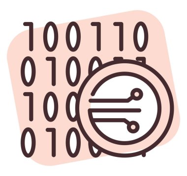 Bloklama kodu, illüstrasyon veya simge, beyaz arkaplan üzerindeki vektör.