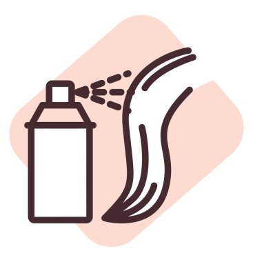 Vücut tedavisi saç spreyi, illüstrasyon veya simge, beyaz arkaplan üzerindeki vektör.