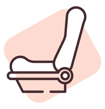 Araba ön koltuğu, illüstrasyon veya simge, beyaz arkaplanda vektör.