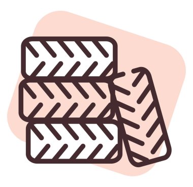 Araba lastikleri, illüstrasyon veya simge, beyaz arkaplanda vektör.