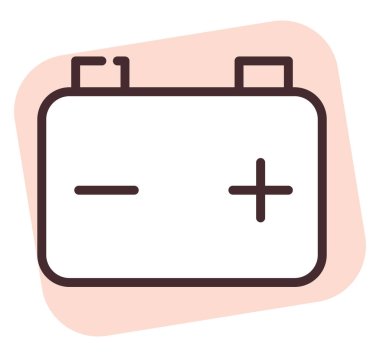 Araba aküsü, illüstrasyon veya simge, beyaz arkaplan üzerindeki vektör.