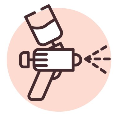 Araba boyası tabancası, illüstrasyon veya simge, beyaz arkaplanda vektör.