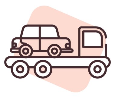 Araba kervanı, illüstrasyon veya simge, beyaz arkaplan üzerinde vektör.