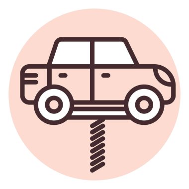 Araba tamiri, illüstrasyon veya simge, beyaz arkaplan üzerindeki vektör.