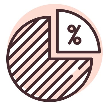 Grafik yüzdesi, resimleme veya simge, beyaz arkaplan üzerindeki vektör.