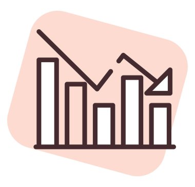 Grafik azalması, illüstrasyon veya simge, beyaz arkaplan üzerindeki vektör.