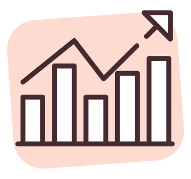 Grafik artışı, illüstrasyon veya simge, beyaz arkaplan üzerindeki vektör.