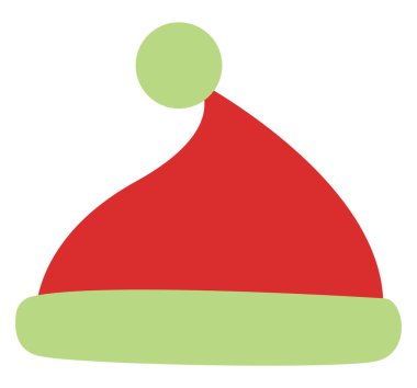 Noel şapkası, illüstrasyon veya simge, beyaz arkaplanda vektör.