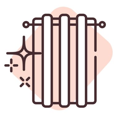 Temizleme perdesi, illüstrasyon veya simge, beyaz arkaplan üzerindeki vektör.