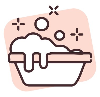 Laudry, illüstrasyon veya simge temizleme, beyaz arkaplan üzerindeki vektör.