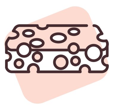 Temizleme süngeri, illüstrasyon veya simge, beyaz arkaplan üzerindeki vektör.