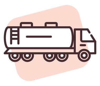 Yapı benzini kamyonu, illüstrasyon veya simge, beyaz arkaplanda vektör.