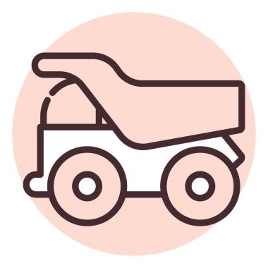 İnşaat kamyonu, illüstrasyon veya simge, beyaz arkaplan üzerindeki vektör.