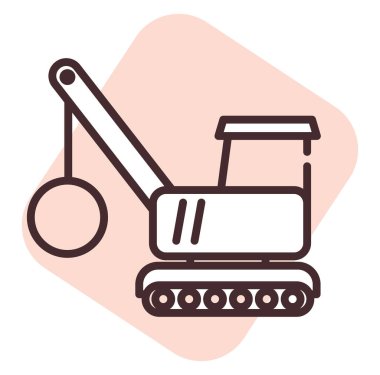 Yapı yıkım topu; resimleme veya simge; beyaz arkaplan üzerindeki vektör.