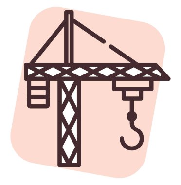 Yapı kancası vinci, illüstrasyon veya simge, beyaz arkaplan üzerindeki vektör.