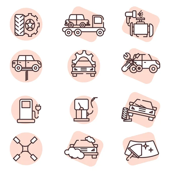 Σύνολο Εικονιδίων Αυτοκινήτων Εικονογράφηση Εικονίδιο Διάνυσμα Λευκό Φόντο — Διανυσματικό Αρχείο