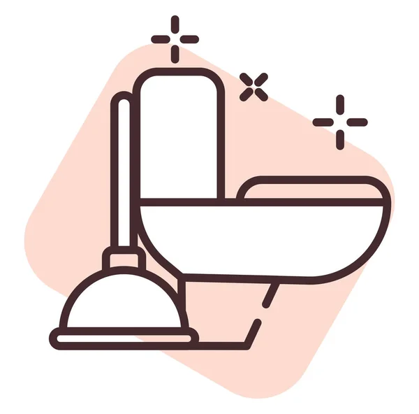 Nettoyage Piston Toilette Illustration Icône Vecteur Sur Fond Blanc — Image vectorielle