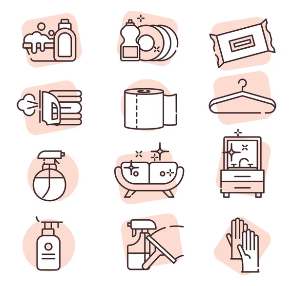 Cleaning Items Illustration Icon Vector White Background — Stock Vector