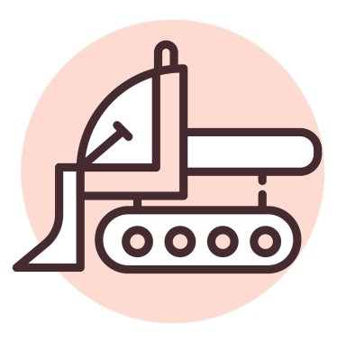 Yapı buldozer; illüstrasyon veya simge; beyaz arkaplan üzerindeki vektör.