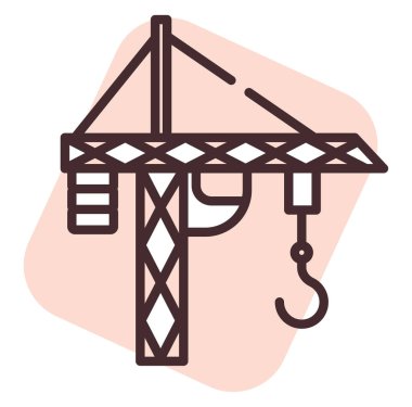 Yapı uzun vinç; illüstrasyon veya simge; beyaz arkaplan üzerindeki vektör.