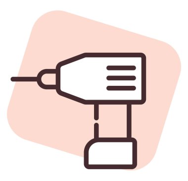 Yapı matkabı; illüstrasyon veya simge; beyaz arkaplan üzerindeki vektör.