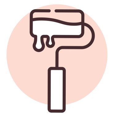 Yapı boyası silindiri; resimleme veya simge; beyaz arkaplan üzerindeki vektör.