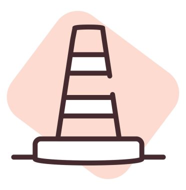 Yapım durdurma işareti konisi; illüstrasyon veya simge; beyaz arkaplan üzerindeki vektör.