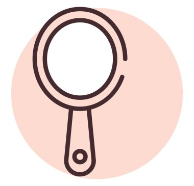 Kozmetik aynası, illüstrasyon veya simge, beyaz arkaplan üzerindeki vektör.