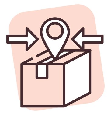 Teslimat konumu, illüstrasyon veya simge, beyaz arkaplan üzerindeki vektör.