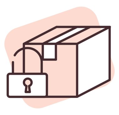 Teslimat güvenliği, illüstrasyon veya simge, beyaz arkaplan üzerindeki vektör.