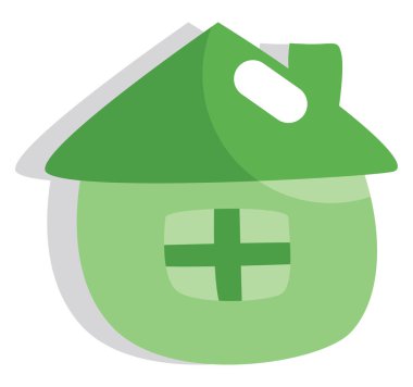 Ekoloji ekolojik evi, illüstrasyon veya simge, beyaz arkaplan üzerindeki vektör.