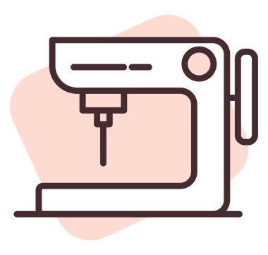 Elektronik dikiş makinesi, illüstrasyon veya simge, beyaz arkaplan üzerindeki vektör.