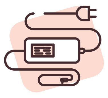 Elektronik adaptör, illüstrasyon veya simge, beyaz arkaplan üzerindeki vektör.