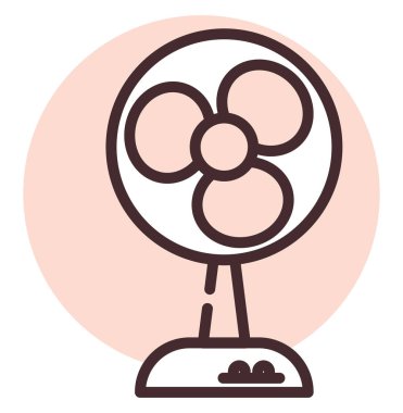 Elektronik soğutma vantilatörü, illüstrasyon veya simge, beyaz arkaplan üzerindeki vektör.