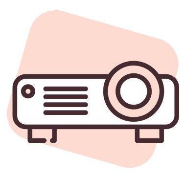 Elektronik projektör, illüstrasyon veya simge, beyaz arkaplan üzerindeki vektör.