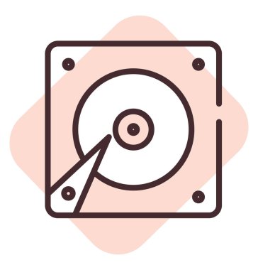 Elektronik disk, illüstrasyon veya simge, beyaz arkaplan üzerindeki vektör.