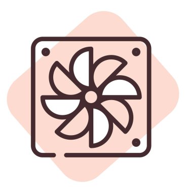 Elektronik fan, illüstrasyon veya simge, beyaz arkaplan üzerindeki vektör.