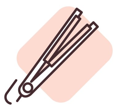 Elektronik saç ütüsü, illüstrasyon veya simge, beyaz arkaplan üzerindeki vektör.