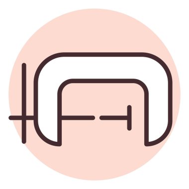 İnşaat ekipmanı presi, illüstrasyon veya simge, beyaz arkaplan üzerindeki vektör.