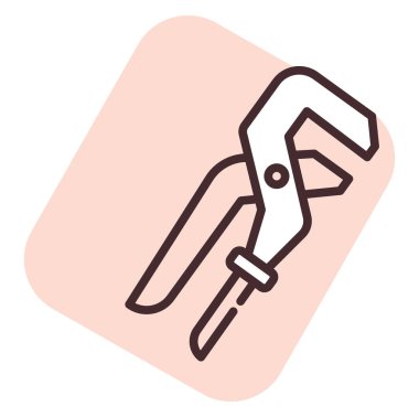 İnşaat ekipmanı anahtarı, illüstrasyon veya simge, beyaz arkaplan üzerindeki vektör.