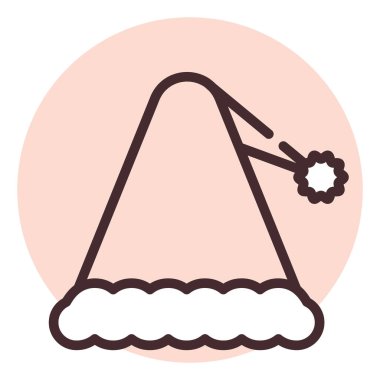 Olay noel şapkası, illüstrasyon veya simge, beyaz arkaplan üzerindeki vektör.