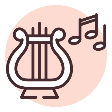 Olay müziği, illüstrasyon veya simge, beyaz arkaplan üzerindeki vektör.