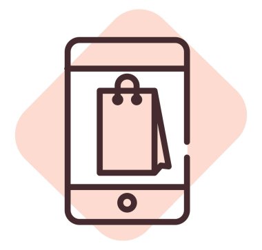 Olay mobil alışverişi, illüstrasyon veya simge, beyaz arkaplan üzerindeki vektör.