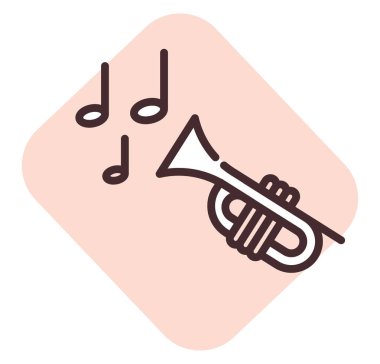 Olay müziği, illüstrasyon veya simge, beyaz arkaplan üzerindeki vektör.